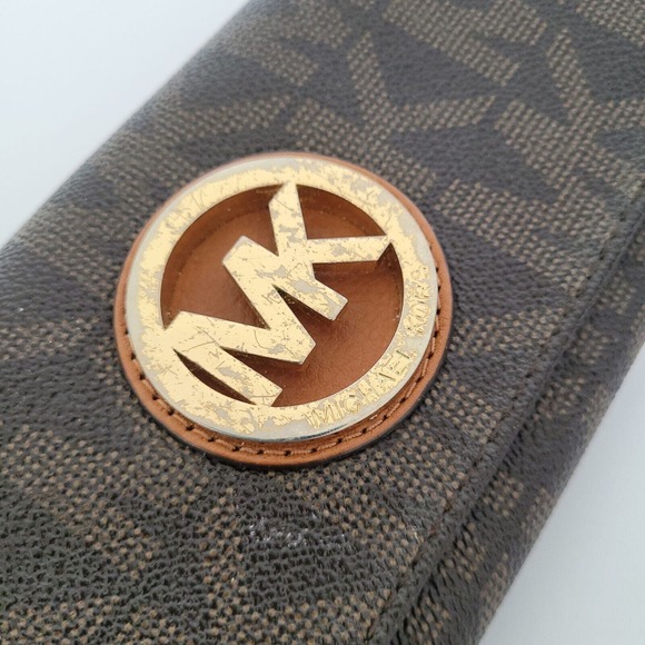 MICHAEL KORS MK Fulton Gusset Carryall Brown Saffiano Leather Envelope Wallet - Picture 10 of 14